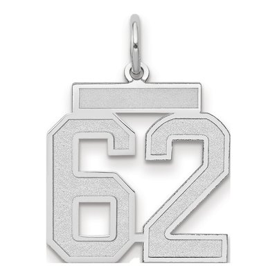 14K White Gold Number 62 Charm