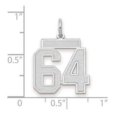 14K White Gold Number 64 Pendant – view 2