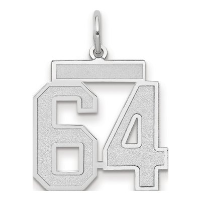 14K White Gold Number 64 Pendant