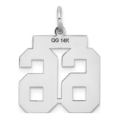14K White Gold Number 66 Pendant – view 3