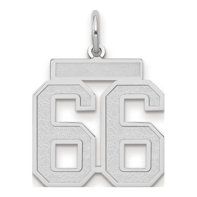 14K White Gold Number 66 Pendant