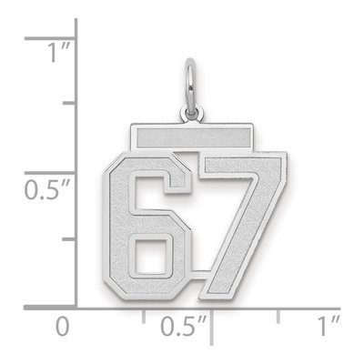 14K White Gold Number 67 Pendant – view 2