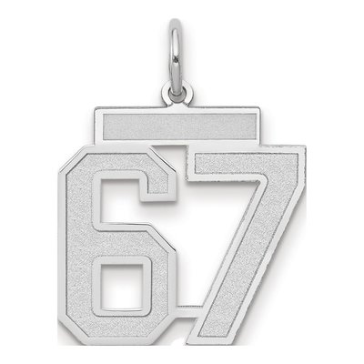 14K White Gold Number 67 Pendant
