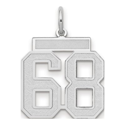 14K White Gold Number 68 Pendant