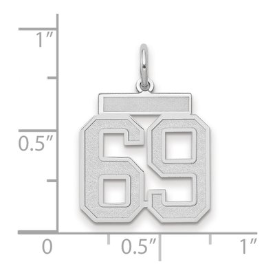 14K White Gold Number 69 Pendant – view 2