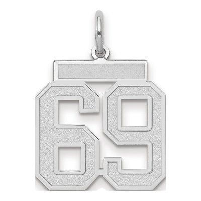 14K White Gold Number 69 Pendant