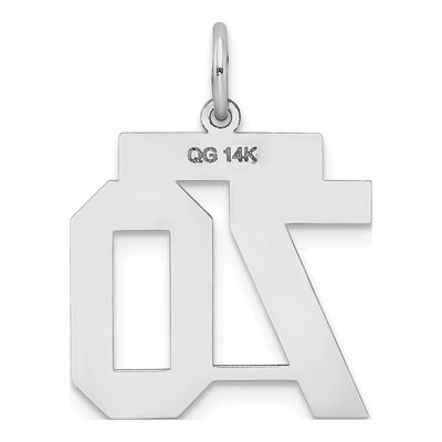 14K White Gold Number 70 Pendant – view 3