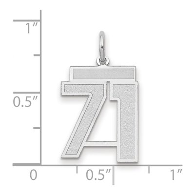 14K White Gold Number 71 Pendant – view 2