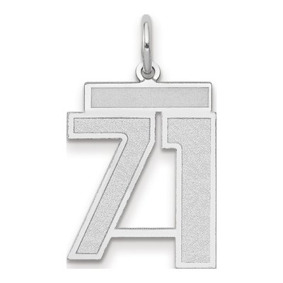 14K White Gold Number 71 Pendant