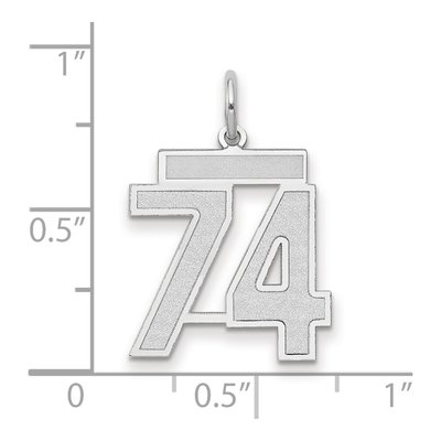 14K White Gold Number 74 Pendant – view 2