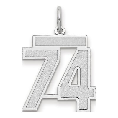 14K White Gold Number 74 Pendant