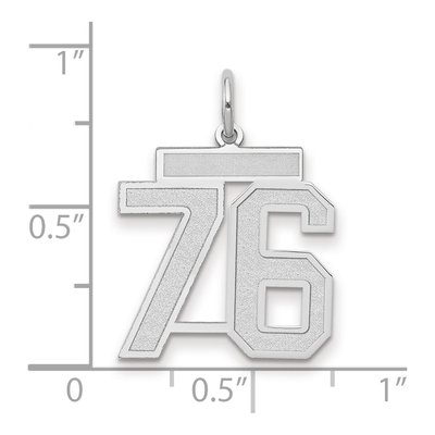 14K White Gold Number 76 Charm – view 2