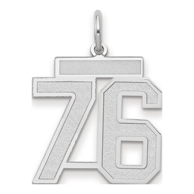 14K White Gold Number 76 Charm