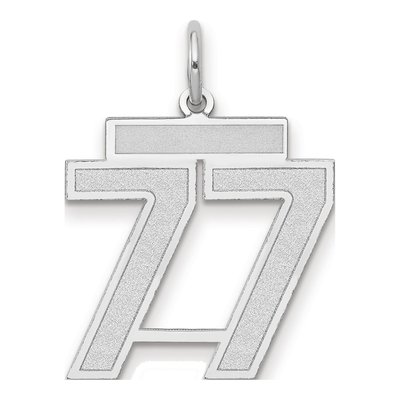 14K White Gold Number 77 Pendant