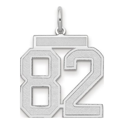 14K White Gold Number 82 Pendant