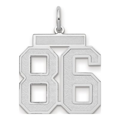14K White Gold Number 86 Pendant