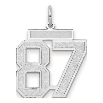 14K White Gold Number 87 Charm