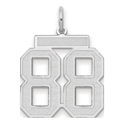 14K White Gold Number 88 Charm