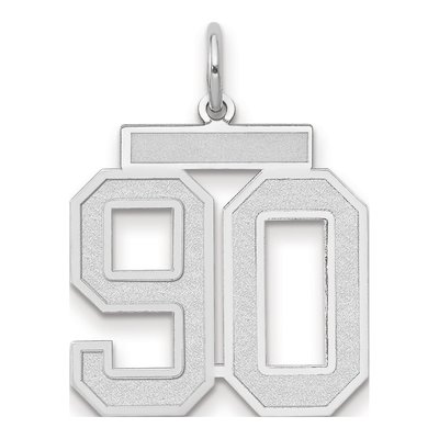 14K White Gold Number 90 Pendant