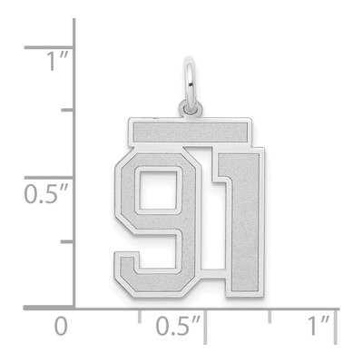 14K White Gold Number 91 Pendant – view 4