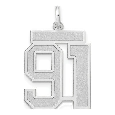 14K White Gold Number 91 Pendant