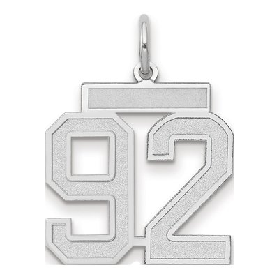 14K White Gold Number 92 Pendant