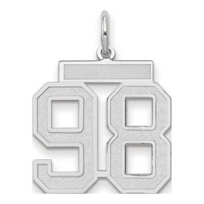 14K White Gold Number 98 Pendant