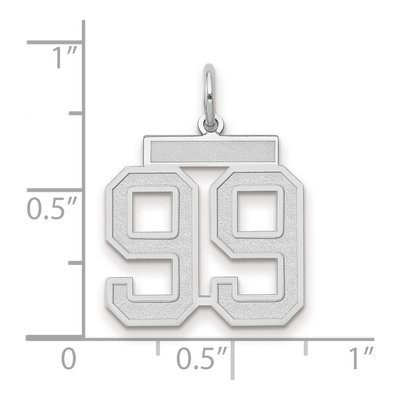 14K White Gold Number 99 Pendant – view 2