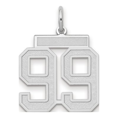 14K White Gold Number 99 Pendant