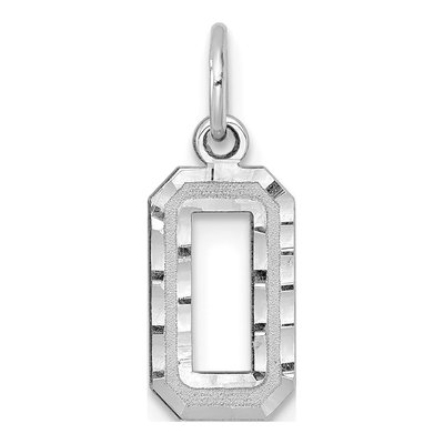 14K White Gold Number 0 Charm
