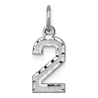 14K White Gold Small Number 2 Charm