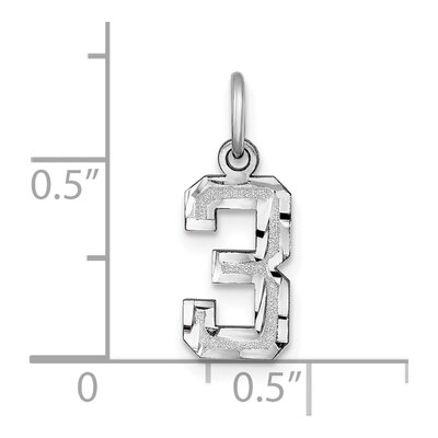 14K White Gold Small Number 3 Charm – view 4