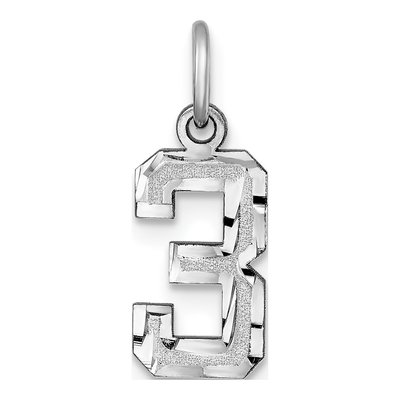 14K White Gold Small Number 3 Charm