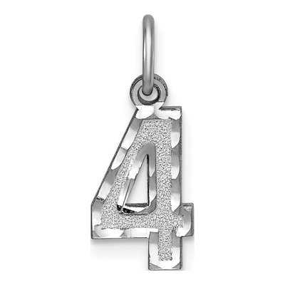 14K White Gold Small Number 4 Charm
