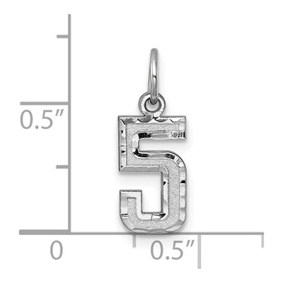 14K White Gold Small Number 5 Charm – view 4
