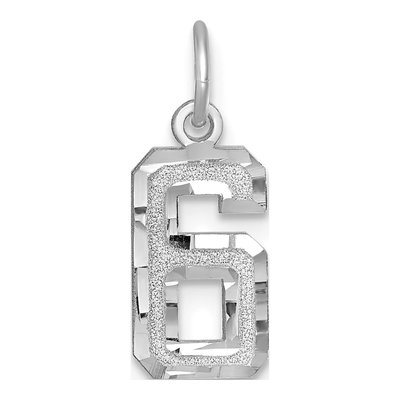 14K White Gold Number 6 Charm