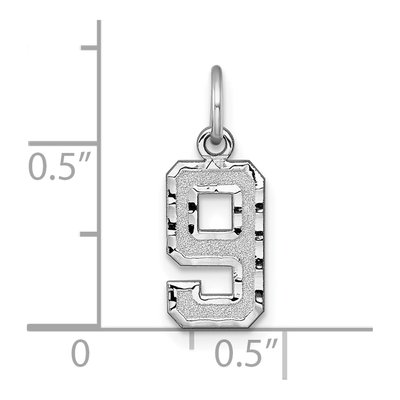 14K White Gold Number 9 Charm – view 4