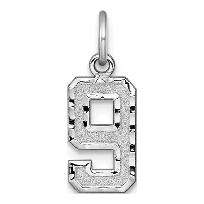 14K White Gold Number 9 Charm
