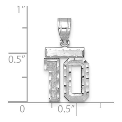 14K White Gold Number 10 Pendant – view 2