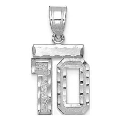 14K White Gold Number 10 Pendant