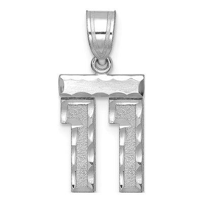 14K White Gold Small Number 11 Pendant