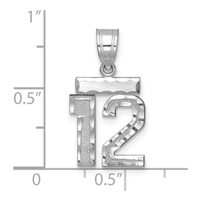 14K White Gold Small Number 12 Pendant – view 2