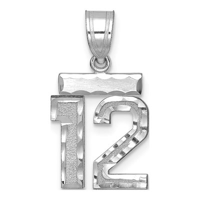 14K White Gold Small Number 12 Pendant
