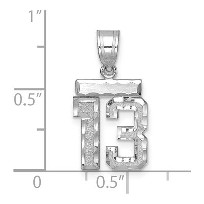 14K White Gold Small Number 13 Pendant – view 3