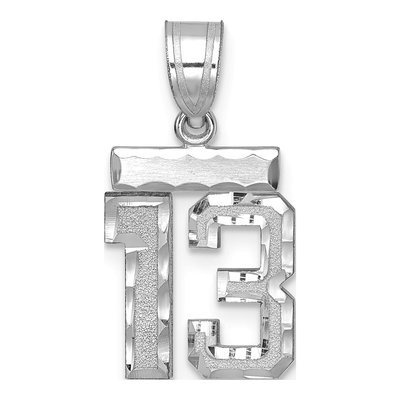 14K White Gold Small Number 13 Pendant