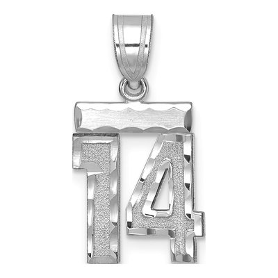 14K White Gold Number 14 Charm