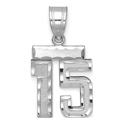 14K White Gold Number 15 Charm