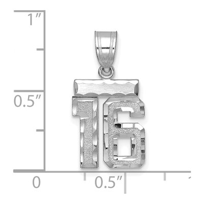 14K White Gold Number 16 Charm – view 2