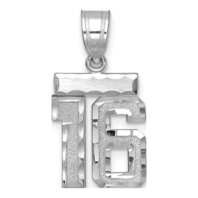 14K White Gold Number 16 Charm