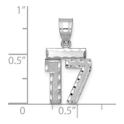 14K White Gold Small Number 17 Pendant – view 2